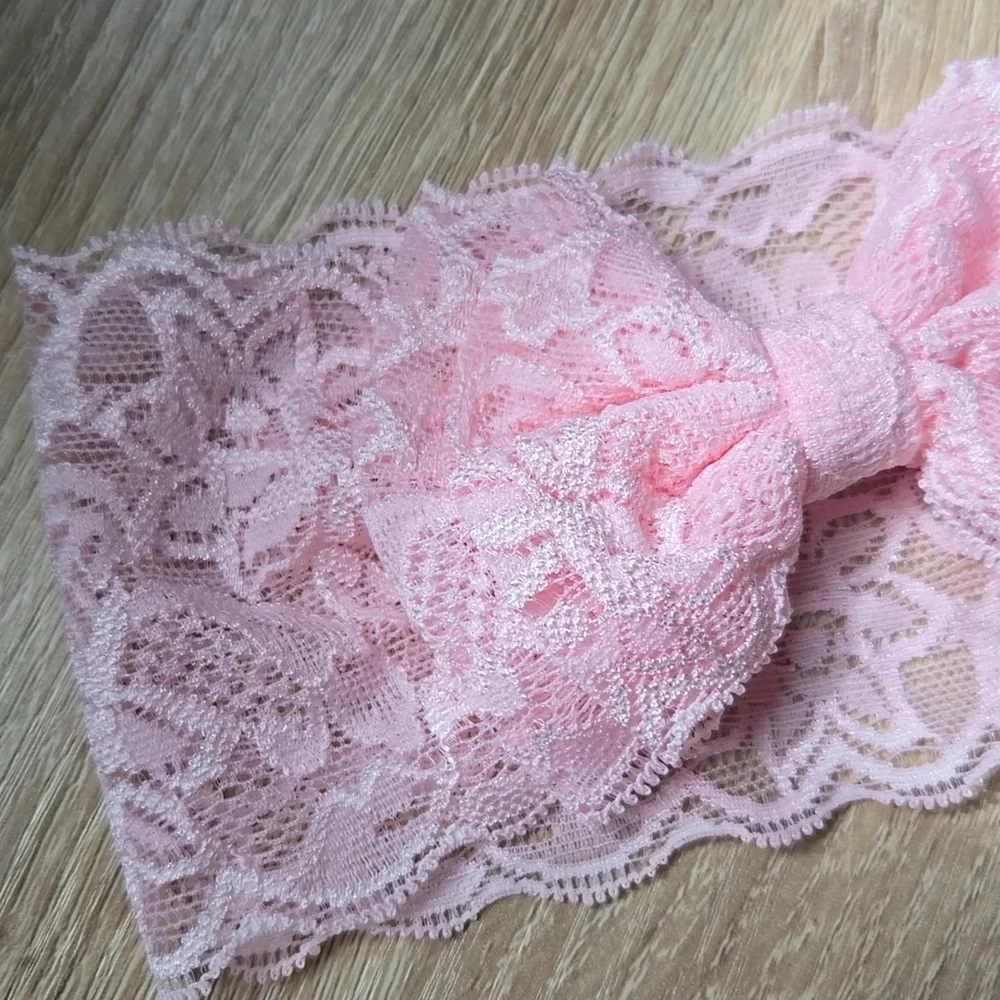 Baby Girl Lace Bowknot Headband Elastic Headwrap Toddler Kids Pink Bow Hairband